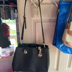 Michael Kors Black Shoulder Bag with Gold Charm